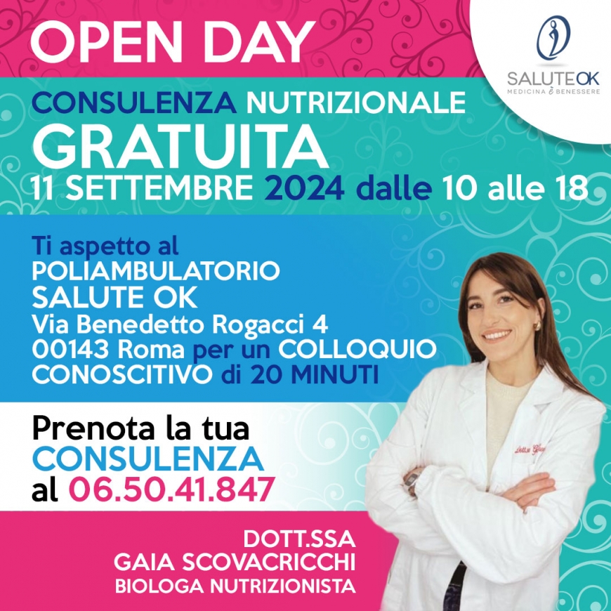 CONSULENZA NUTRIZIONALE GRATUITA 11 SETTEMBRE 2024 dalle 10 alle 18