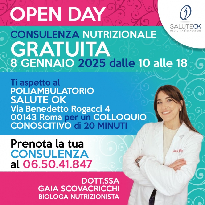 CONSULENZA NUTRIZIONALE GRATUITA 8 GENNAIO 2025