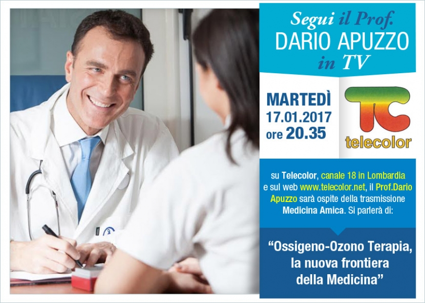 Domani 17 gennaio alle 20.35 non perdete l&#039; appuntamento su TeleColor, con la trasmissione Medicina Amica con il Prof. Dario Apuzzo per parlare di Ossigeno Ozono Terapia.